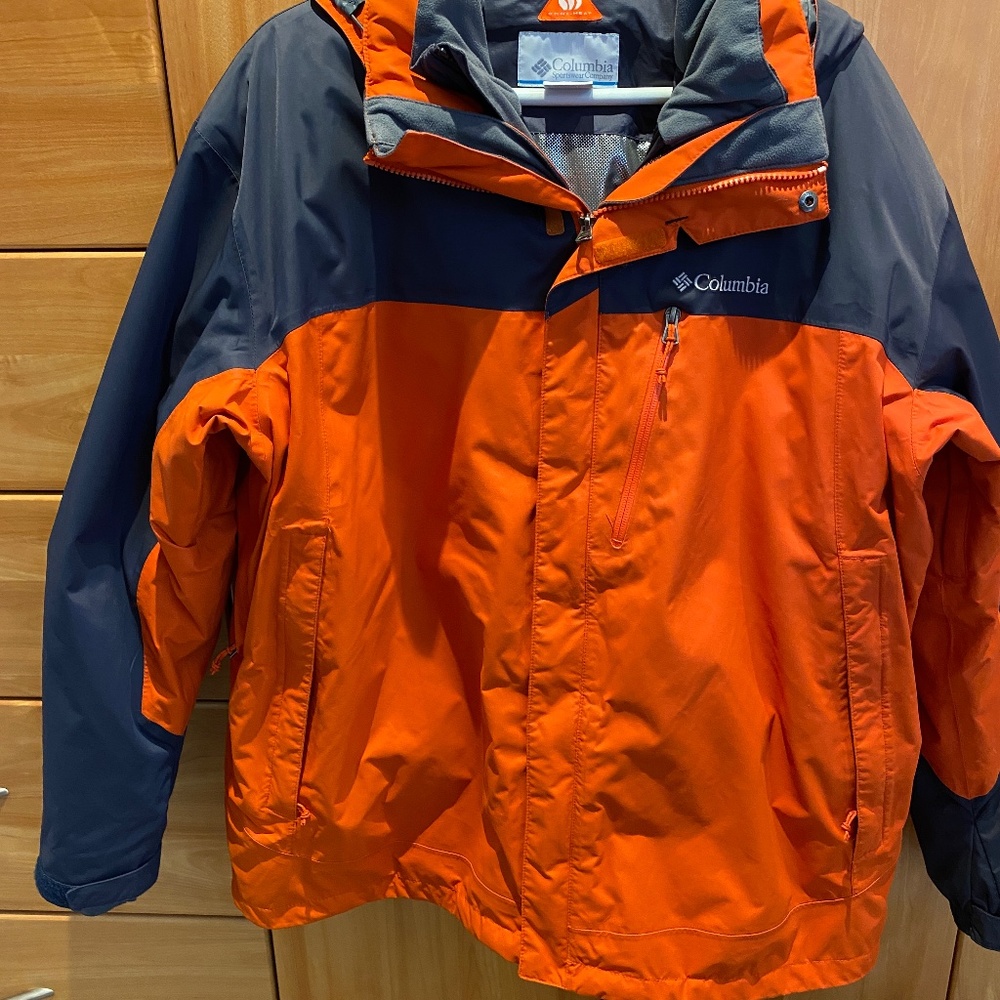 Columbia Men's Interchange Omni Heat Winter Coat XL Orange/Grey